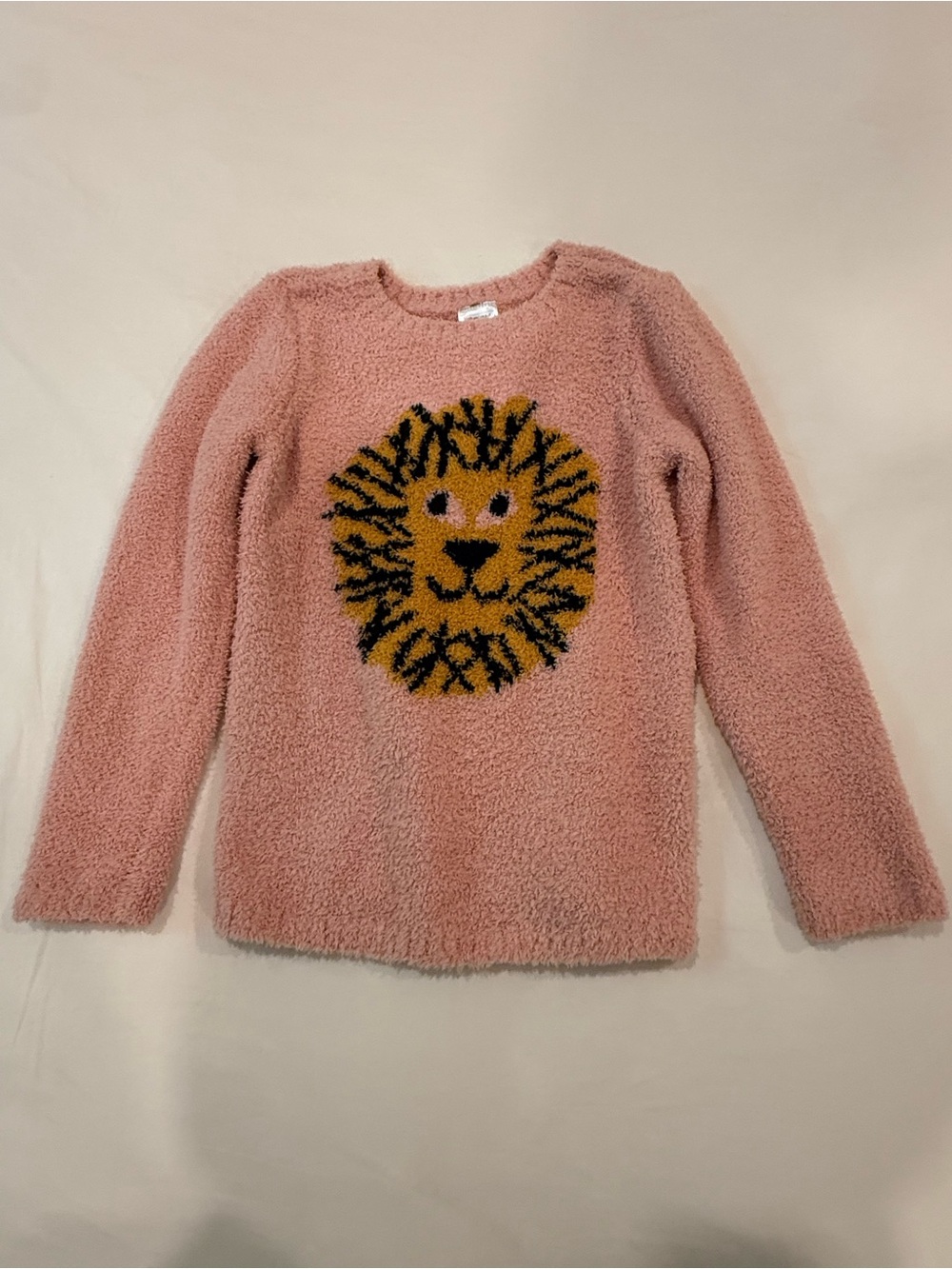 Hanna Andersson Pink Plush Lion Crewneck Sweater